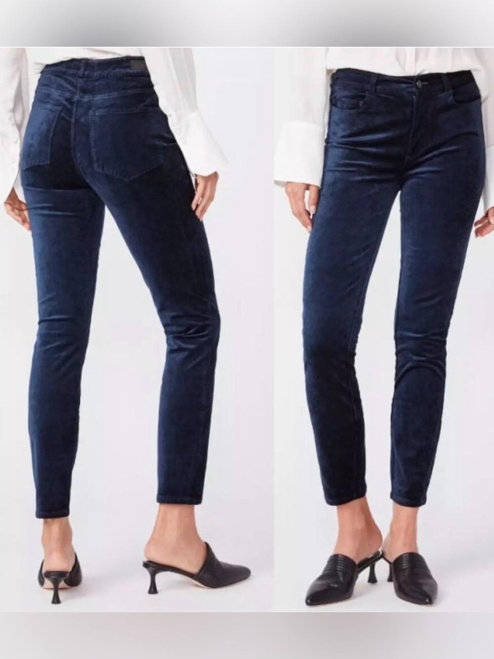 PAIGE Hoxton High Rise Ultra Skinny Ankle Deep Navy Velvet Pant NWT